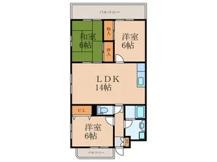 グランヴェルデ小倉南【4階】の間取り