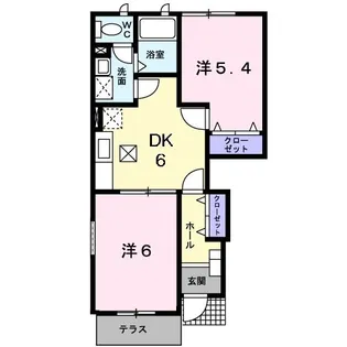 ジュネスアルバK【1階】の間取り