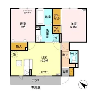リバストーン B【1階】の間取り