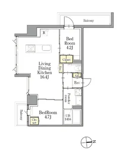 2LDKの間取り画像
