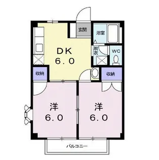 コーポ サンスカイE【2階】の間取り