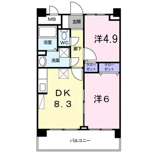 アイタス福岡【8階】の間取り