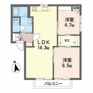 カーサワンセブン A棟【2階】の間取り