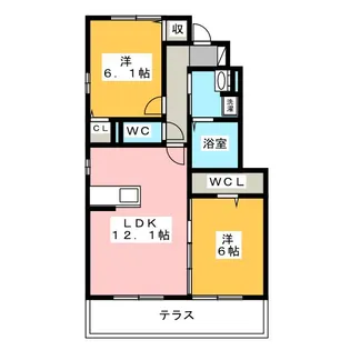 コンフィアンスーフェール【1階】の間取り