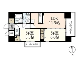 セントラルアヴェニュー田町【2階】の間取り