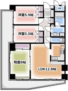 サーパス住吉【5階】の間取り