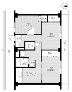 ビレッジハウス紀三井寺3号棟【2階】の間取り