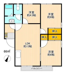 ラフォーレみゆきA棟【2階】の間取り