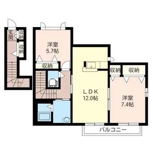 カーサ・ソレアード【2階】の間取り