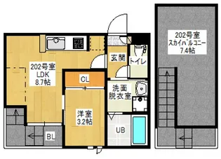 GRANDTIC JM 富田【2階】の間取り