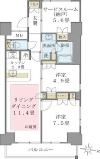 Brillia ist 東雲キャナルコート(ブリリアイスト東雲キャナル【9階】の間取り