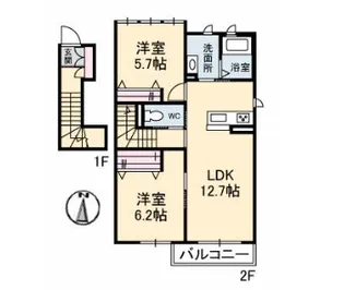 愛媛県西条市神拝甲【アパート】の間取り