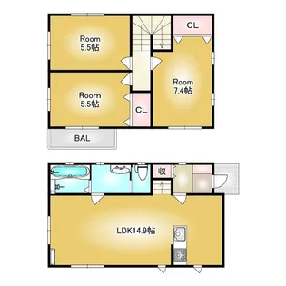 栃木県宇都宮市石井町【一戸建】の間取り