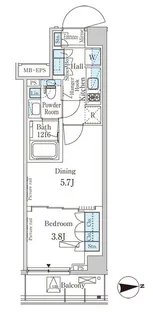 パークアクシス市谷加賀町【5階】の間取り