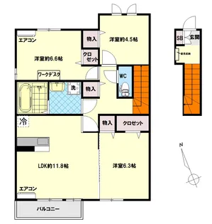 岐阜県岐阜市長良2【アパート】の間取り