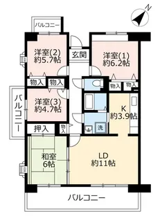 UR津田北町【5階】の間取り