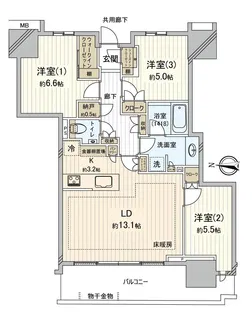 幕張ベイパーク ライズゲートタワー【19階】の間取り