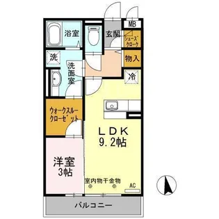 グローリーコート前九年【1階】の間取り