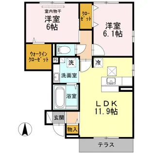 ヴィラージュ B棟【1階】の間取り