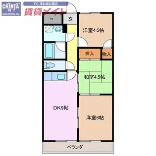 リパルティーレ津新町 B棟【2階】の間取り