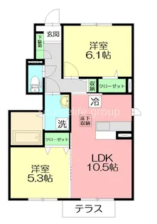 ビューテラス平井 A【1階】の間取り