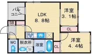 BLY鶴里【3階】の間取り