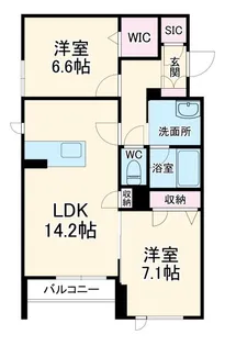 モンジュ広沢【1階】の間取り
