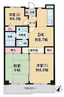 ピボアンヌ北寺尾A棟【3階】の間取り