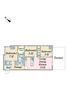 Mellow Gyotoku【4階】の間取り