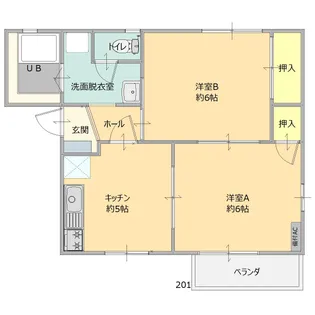 2DKの間取り画像