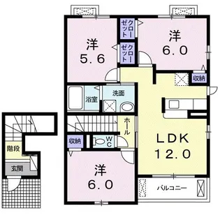 愛媛県四国中央市金生町下分【アパート】の間取り