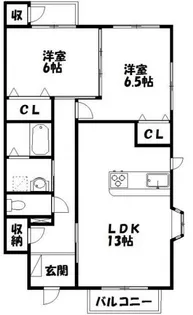 2LDKの間取り画像