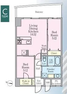 2LDKの間取り画像