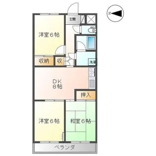 グランディールYOKOYAMA2【3階】の間取り