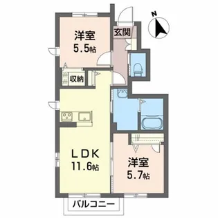 プロヌーブ城西A【1階】の間取り
