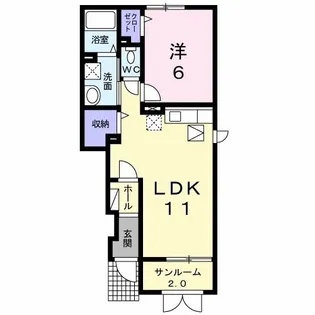 プラシード ヴィレッタ【1階】の間取り