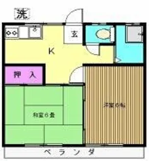 アサヒコーポ【1階】の間取り