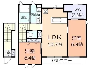 カーサ それいゆB棟【2階】の間取り