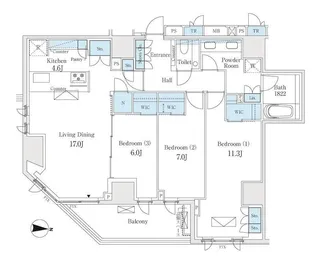 ザ・パークハウス恵比寿南【4階】の間取り