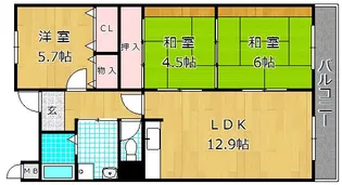 香里ヶ丘I番館【2階】の間取り