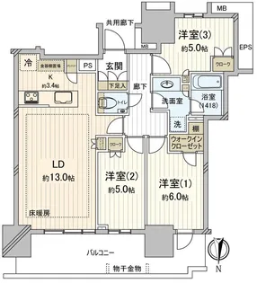 幕張ベイパーク ライズゲートタワー【17階】の間取り