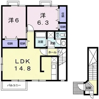 エントピア名和北B【2階】の間取り
