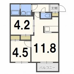 フォルトゥーナ学園前【4階】の間取り