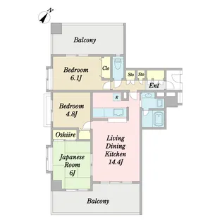 ローズガーデン行徳フィネス【2階】の間取り