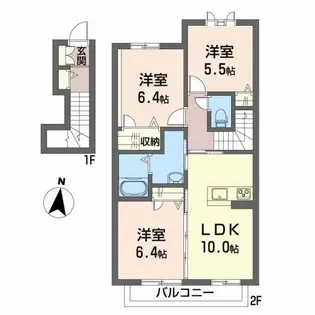 シャーメゾン中久万?D【2階】の間取り