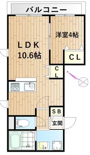 ボナウ元住吉【3階】の間取り