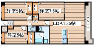 グランフィールド山王【1階】の間取り