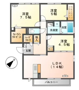アンジュ小郡【3階】の間取り