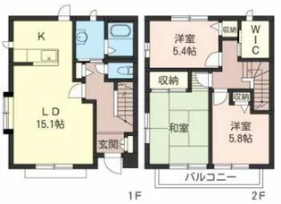 グランバリエ大沢【1階】の間取り