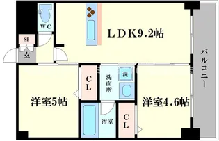 エステムコート難波WESTSIDEIIベイフレックス【8階】の間取り